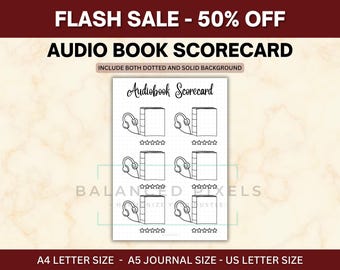 Hörbuch-Scorecard - Hörbuch-Lesejournal - Hörwiedergabe - Visuelle Buchbewertungen - Druckbare PDF-Einlage für Buchliebhaber