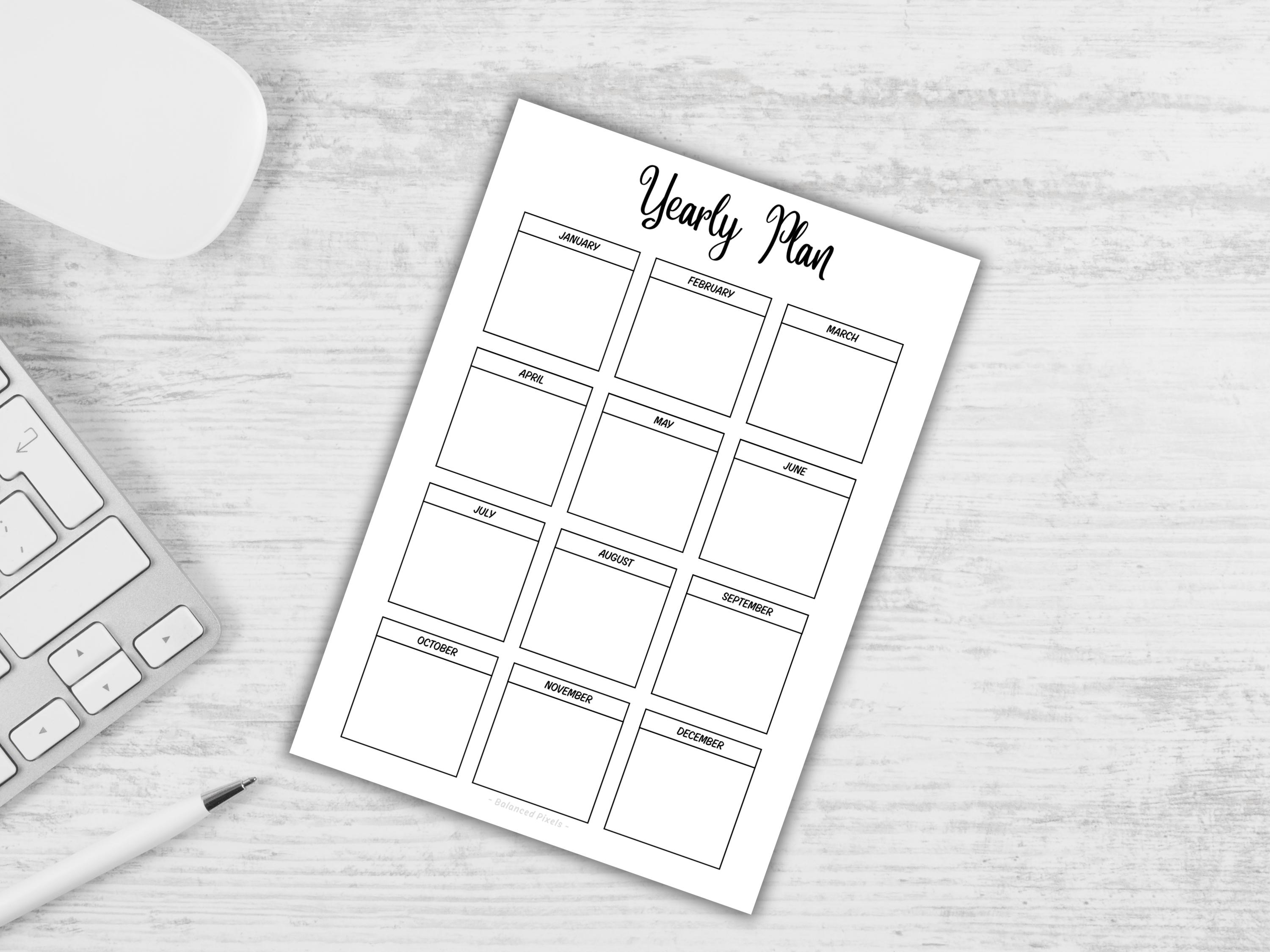 Yearly Planner Printable - Future Log Calendar PDF - Year at a Glance ...