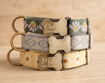 Personlig present till hundar från ägaren, anpassat hundhalsband på 2,5 cm med namngravyr, tribalmönster, unisex nylonband