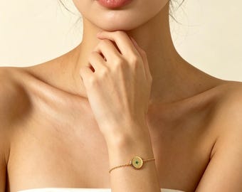 Gepersonaliseerde armband met foto en geboortesteen, op maat gemaakte armband met medaillon voor haar, kerstcadeau voor oma van kind