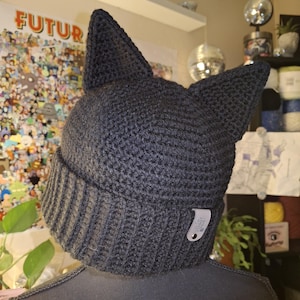 Gorro de ganchillo personalizado con orejas de gato, lobo o zorro - Gorro de invierno hecho a mano - Elige tus colores