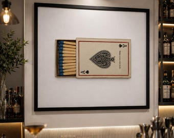 Affiche murale As de Pique à imprimer | Impression carte à jouer vintage | Poster poker rétro | Décoration pour salle de jeux masculine | Téléchargement numérique