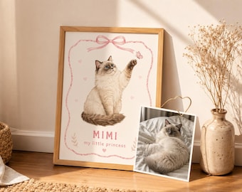 Portrait d'animal de compagnie personnalisé (dessin raté) d'après photo | Portrait humoristique et personnalisé pour chat et chien | Décoration murale personnalisée pour animaux de compagnie | Téléchargement numérique