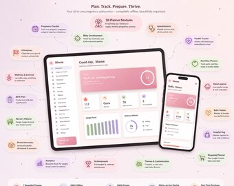 Carnet de grossesse numérique | Application interactive de suivi de maternité | Cadeau pour future maman | Cadeau de naissance | Journal de grossesse | Téléchargement instantané