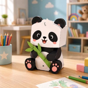 Printable Panda Paper Craft | DIY 3D Animal Craft for Kids | Cut Fold Glue Activity | Instant Digital Download