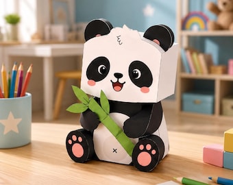 Panda en papier à imprimer | Bricolage animal 3D pour enfants | Activité de découpage, pliage et collage | Téléchargement numérique instantané