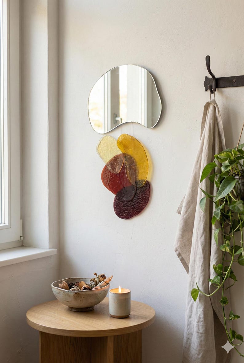 Organic Wavy Wall Mirror – Handmade Sculptural Mirror for Modern Home Decor image 2