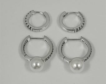 cultured pearl and sparkling hoop earrings set pandora freshwater