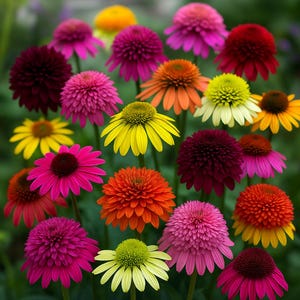 50 Double Mix Coneflower Seeds Echinacea Perennial Flower Garden Plant Colorful Blooms
