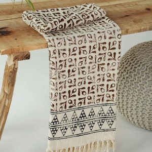 Urbane Hide / Manta marroquí para sofá / 125 x 180 cm / Cuadros con flecos / Colcha 100 % algodón