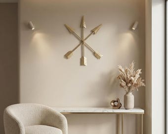 Urbane Hide - Gold Metal Starburst Wall Decor - Geometric Arrow Sculpture Wall Art - 76x76 cm
