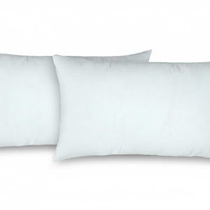 May include: Two white rectangular pillows are displayed against a white background. The pillows are side by side, with a soft, fluffy appearance. The pillowcases are a solid, light color.