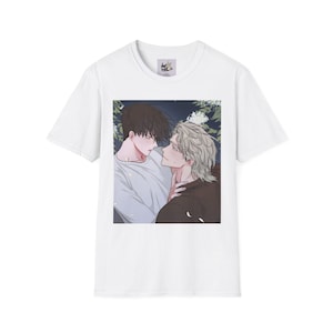 Night by the sea T-Shirt, Soft Graphic Tee for Couples, Perfect Gift for BL manhwa Lovers, LGBTQ+ Pride Wear, Cute Casual Look