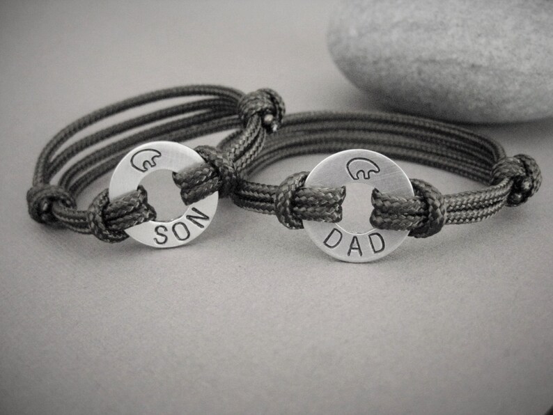 Father/Son matching stamped bracelets Small Aluminum Disks Etsy