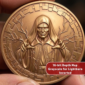 Lato Oscuro Signore Galattico Forza Fulmine Rilievo 3D / Moneta Sfida Incisione Profonda / CNC Hobo Nickel / Mappa di Profondità STL
