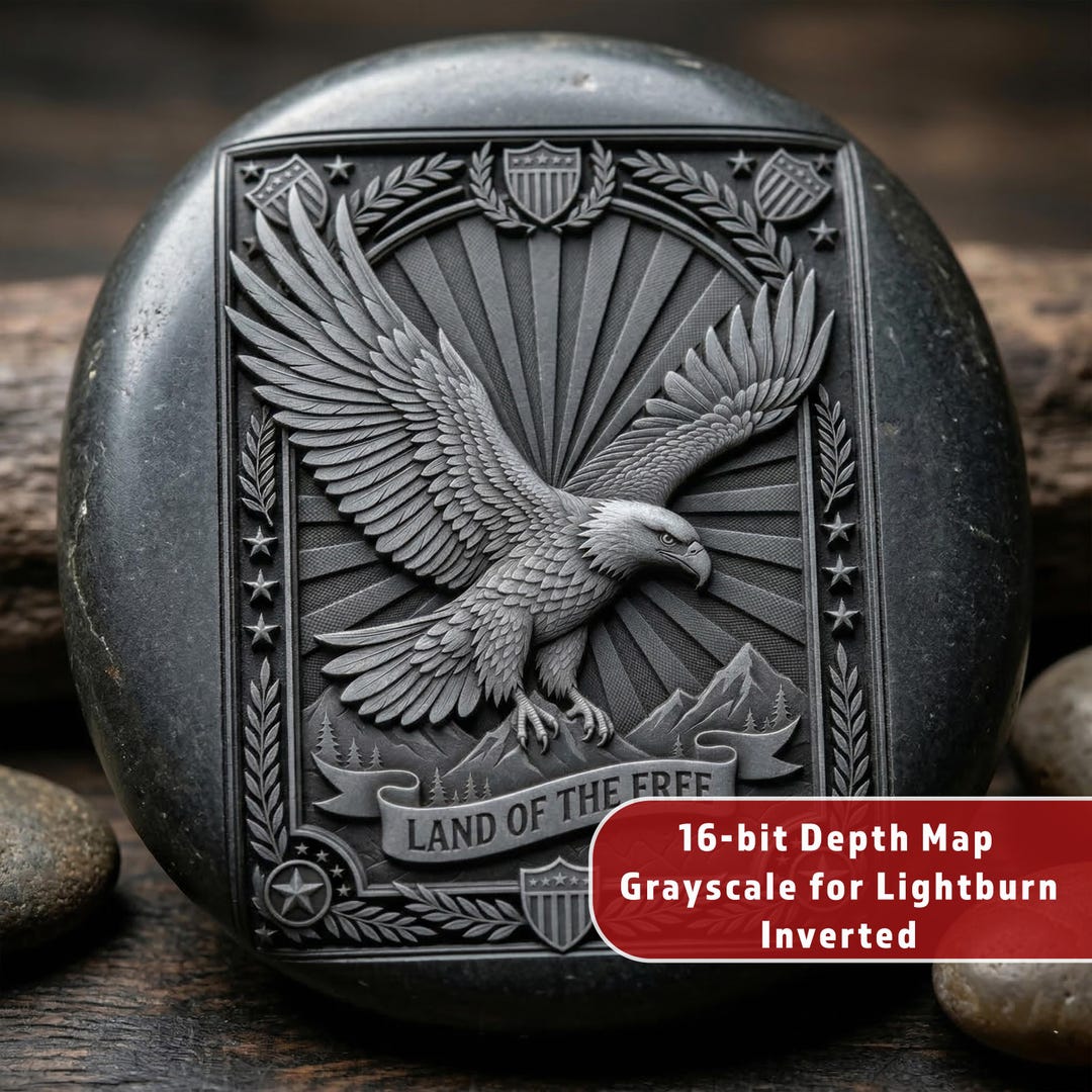 American Eagle Land of the Free | Patriotic 3D Relief Depth Map | Stone ...