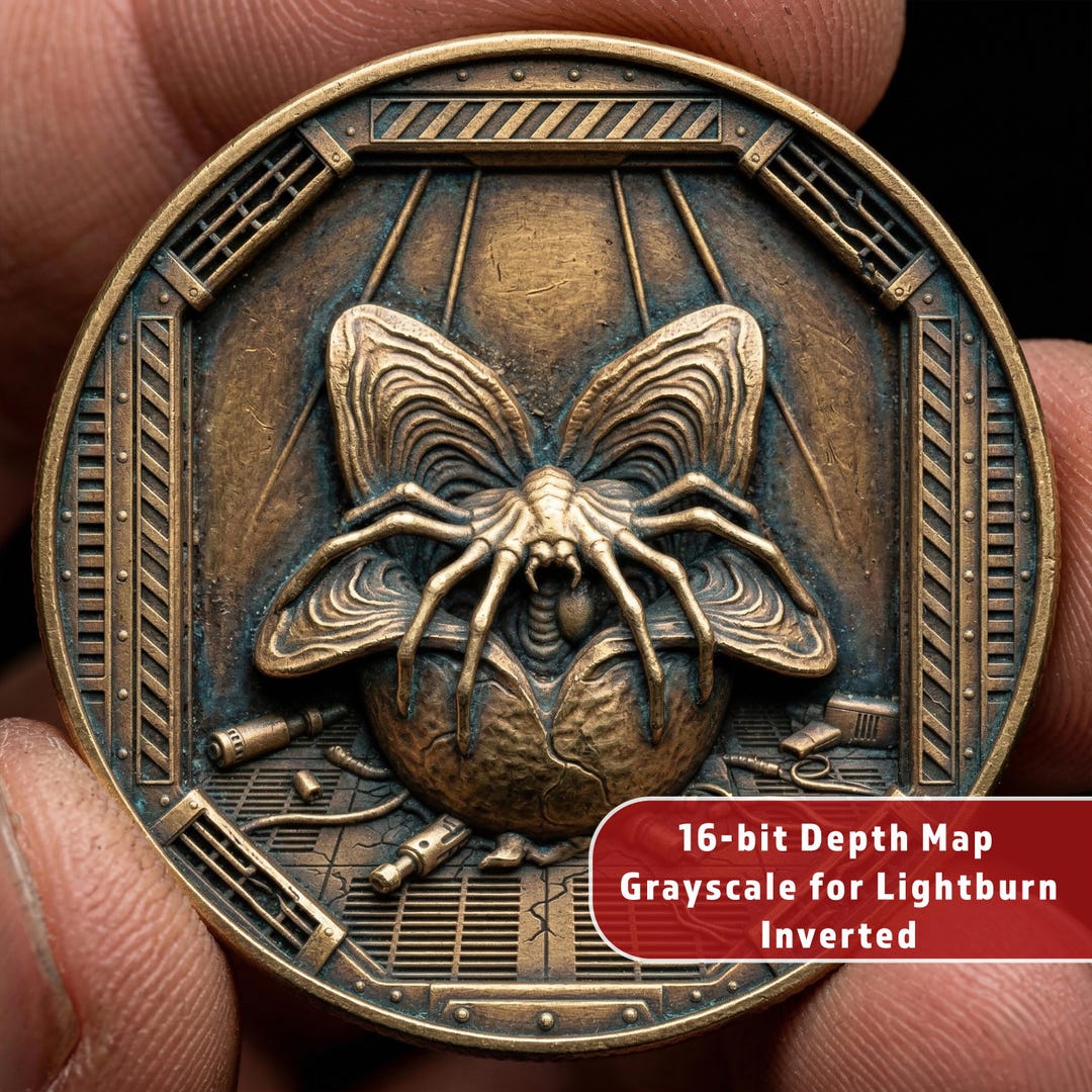 Parasitic Creature 3D Relief | Sci-fi Challenge Coin | Deep Engrave ...
