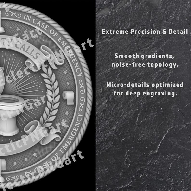 When Duty Calls Coin STL, Funny Toilet 16-Bit Depth Map, CNC Relief File image 5