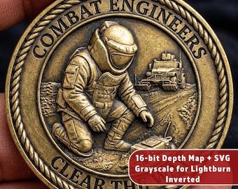 Combat Engineers EOD | Military Challenge Coin | Deep Engrave Relief | 3D STL Depth Map PNG