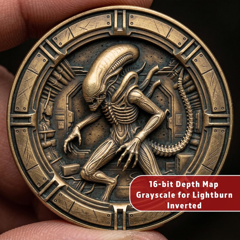 Sci-fi Creature Spaceship | Challenge Coin 3D Relief | Deep Engrave ...
