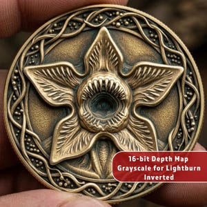 Ancient Demon Floral Beast 3D Relief | Gothic Horror Challenge Coin | Celtic Deep Engrave | STL PNG