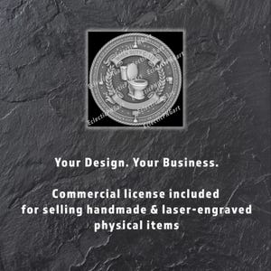 May include: A circular silver-toned emblem featuring a central toilet graphic, a banner with the text "WHEN DUTY CALLS," and a border reading "IN CASE OF EMERGENCY." The design includes a plunger and toilet paper roll, set against a dark background.