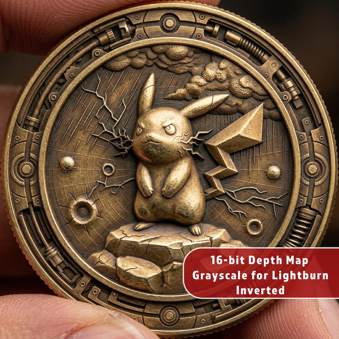 Depth Map Mouse Electric Mouse Character 3D Relief | Challenge Coin Design | Deep ...
