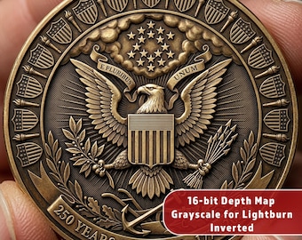 USA Great Seal 250th Anniversary | Commemorative Challenge Coin 3D Relief | Deep Engrave Depth Map | STL PNG Files