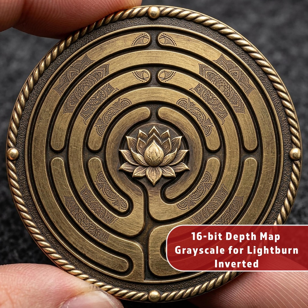 Lotus Labyrinth Meditation Coin | 3D Relief Deep Engrave | Sobriety ...