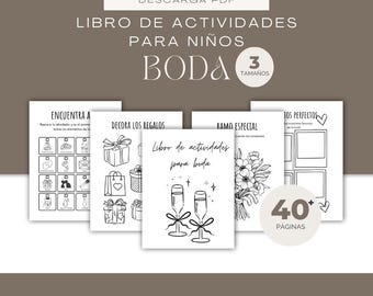 Libro de actividades para niños sobre bodas / Juegos y dibujos para colorear imprimibles (Descarga en PDF)