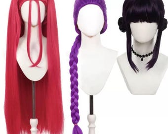 Peruca de cosplay de caçadores de demônios K-POP, peruca de Rumi Mira de caçadores de demônios K-POP, peruca de dramatização para festa de Halloween, peruca de Zoey de caçadores de demônios K-POP