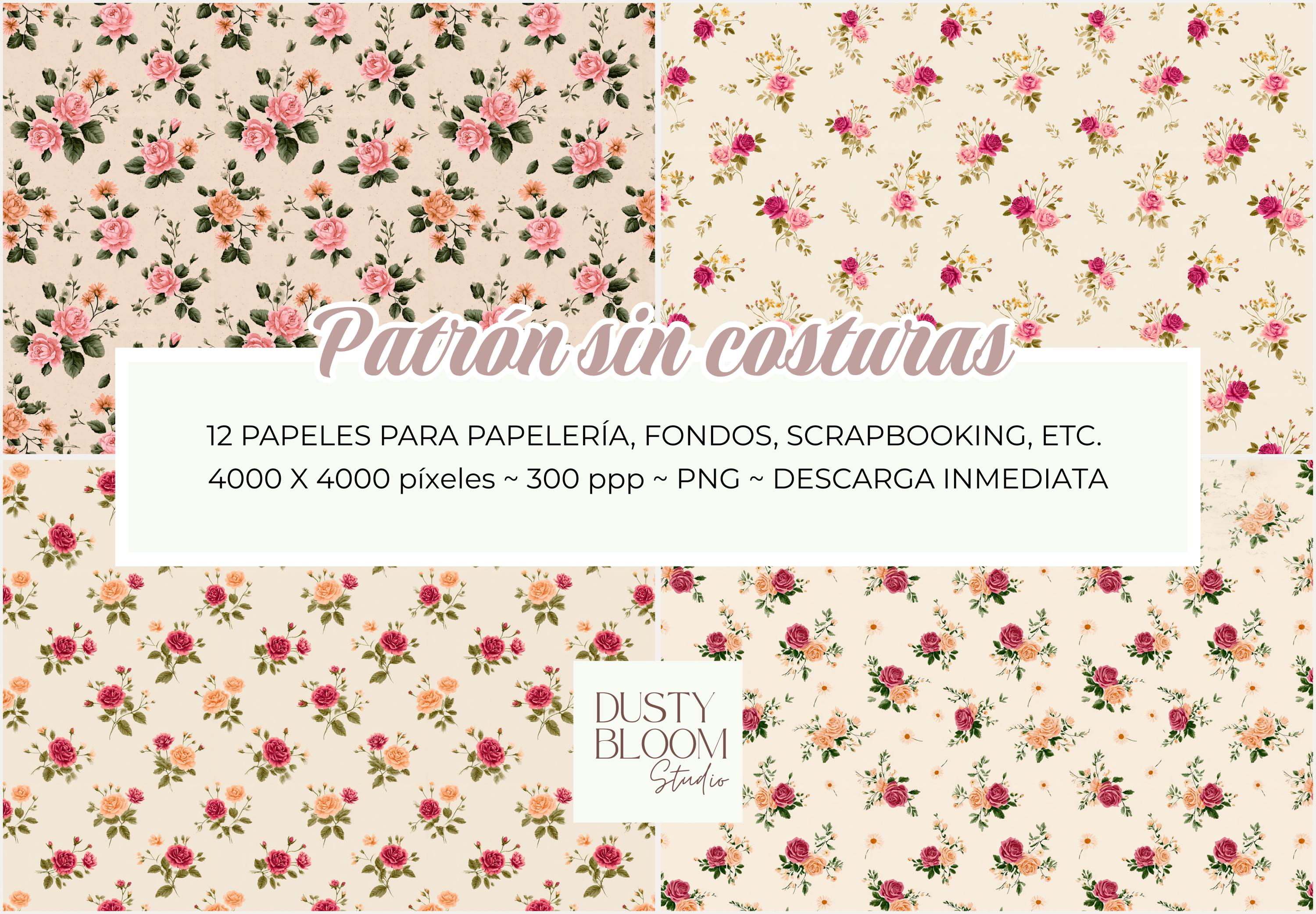 Romantic Roses I – 12 Floral Digital Papers | Vintage Rose Patterns ...