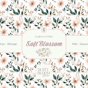 Papel digital floral “Soft Blossom” – Patrón continuo en dos tamaños | Diseño delicado para papelería, textiles y proyectos creativos
