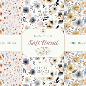 Colección Floral Suave – 6 papeles digitales en patrón continuo