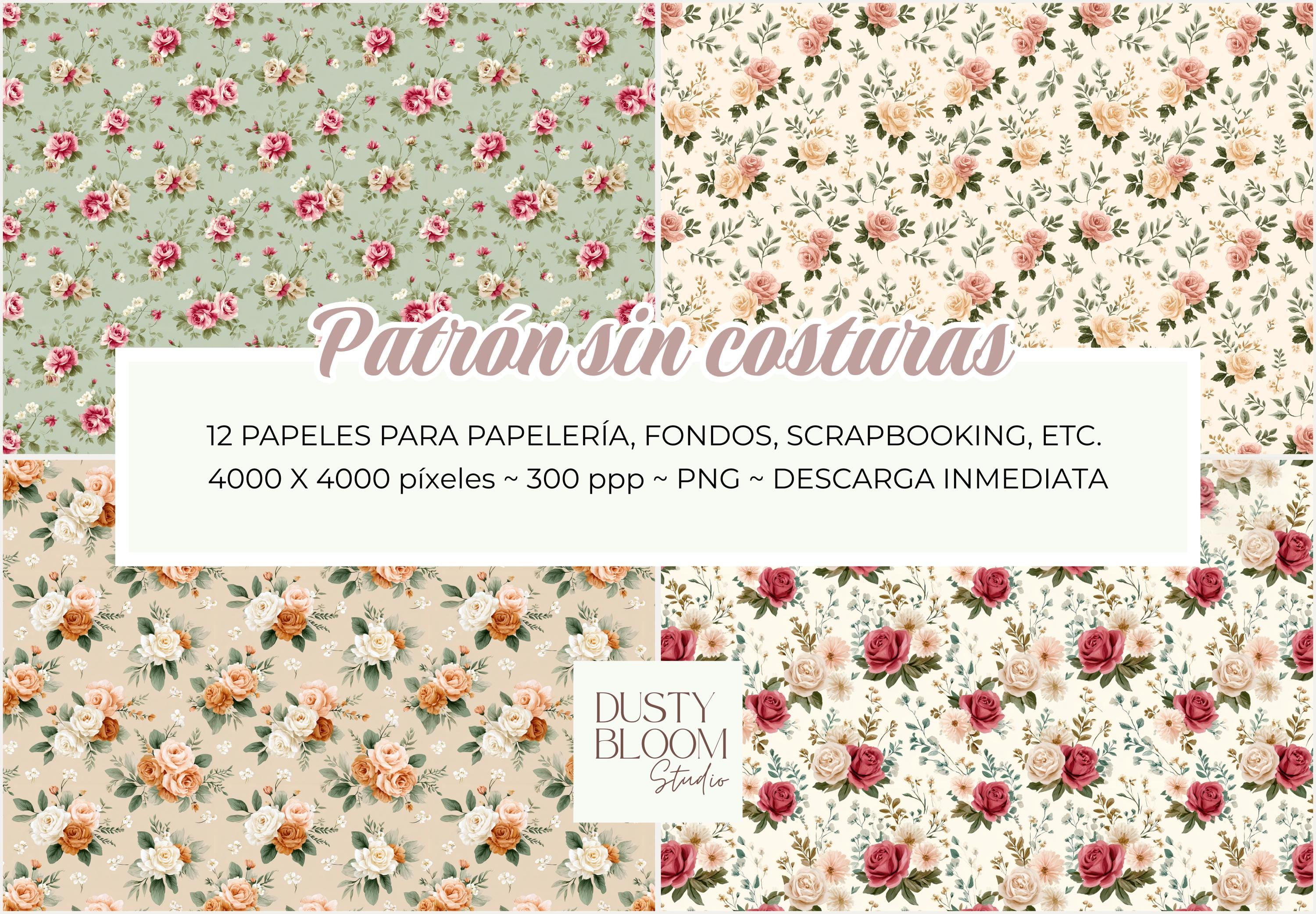 Romantic Roses I – 12 Floral Digital Papers | Vintage Rose Patterns ...