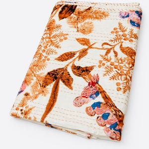 Boho Silk Patchwork Kantha Quilt: Hand-Embroidered Indian Bedspread Throw Blanket