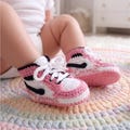 Crochet Baby Sneaker Booties, Custom Name Crochet Infant Sneakers,  Newborn Baby Shower Gifts, Pink Newborn Shoes, Handmade Baby Shower product logo