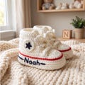 Handmade Crochet Custom All Star Baby Sneaker Booties, Newborn Gift , Custom Name Crochet Infant Sneakers,  Newborn Baby Shower Gifts product logo