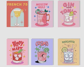 Mini kit de peinture par numéro Cocktail 2.0, lot de 6, décoration murale DIY