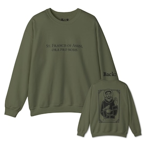 St. Franziskus von Assisi Sweatshirt mit Rundhalsausschnitt | Katholische Bekleidung