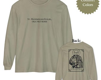 Camisa de manga comprida Comfort Colors São Maximiliano Kolbe | Presente Católico