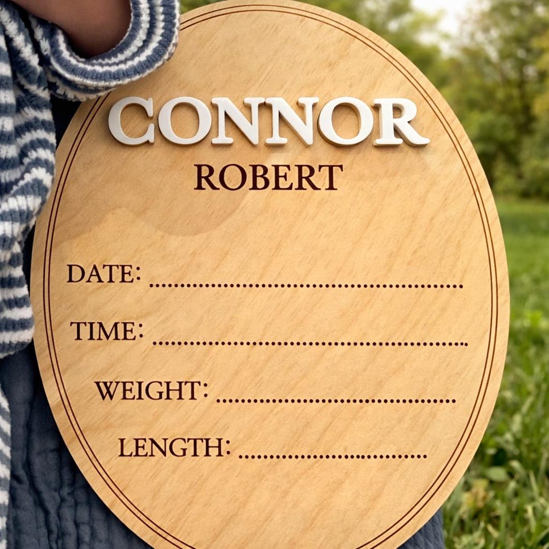Personalized Wooden Baby Name Sign With Birth Stats | Custom Newborn ...