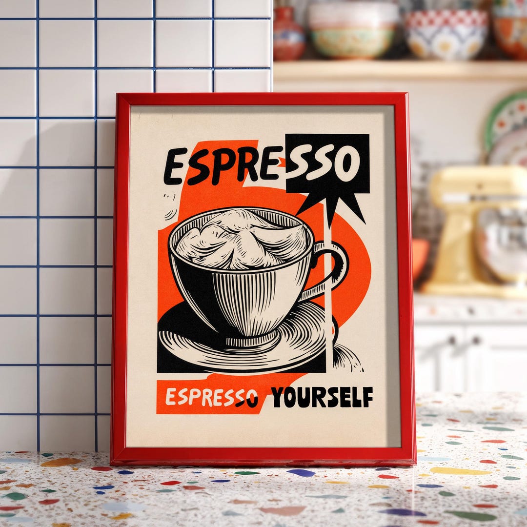 Espresso Yourself Poster Coffee Bar Decor Funny Kitchen Art Quote Print ...