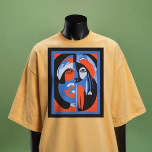 Abstrakt Delad Ansiktskonst PNG Modern Kubistisk Porträtttryck för T-shirts Hoodies & Väskor Retro Boho Sublimeringsdesign