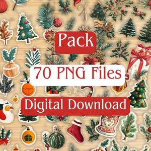 CHRISTMAS SET Art / 300+ Clip Arts Festive / 70  png Files / Junk Journaling / Scrapbooking / Card Making/ Bookmarks/Digital Download