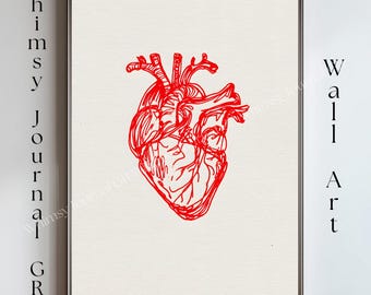 Realistic Heart Line Art Print, Valentines Day Gift (Digital Download)