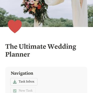 Può includere: Interfaccia dell'app The Ultimate Wedding Planner. L'immagine presenta una composizione floreale con fiori rosa, gialli e rossi. La navigazione dell'app include opzioni per la posta in arrivo delle attività, nuove attività, spese, date importanti e lista degli invitati.