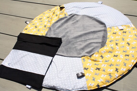 Travel Play Mat Yellow Dog Baby Tummy Time Mat Baby Shower Etsy