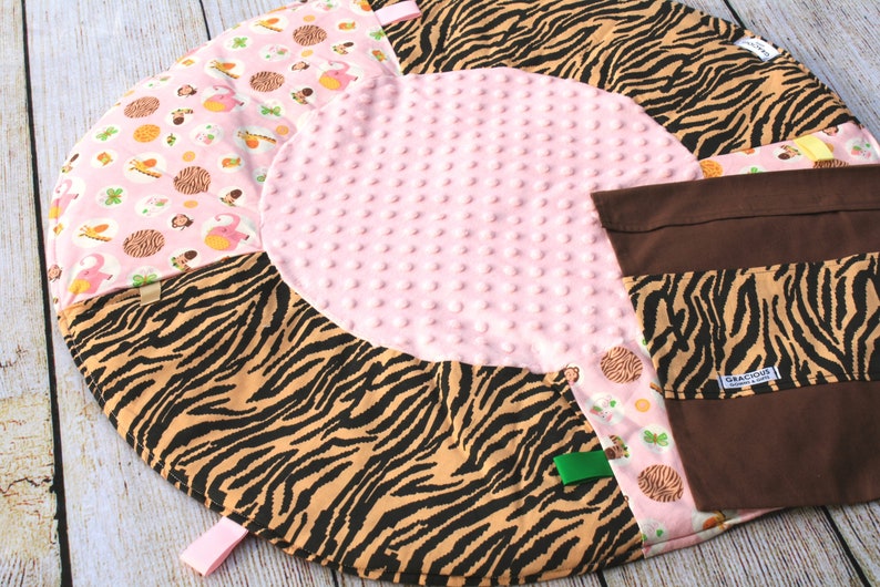 Travel Baby Play Mat Safari Animal Pink Playmat Girl Baby Etsy