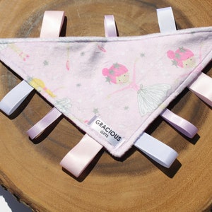 Ballerina thème Minky Tag Triangle Crinkle Toy Blanket